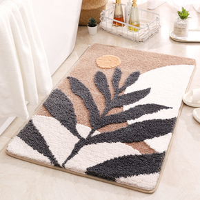 Colourful Leaves Extra Soft Flocking Bath Mats Absorbent Non-Slip Bathroom Rugs 02