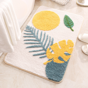 Colourful Leaves Extra Soft Flocking Bath Mats Absorbent Non-Slip Bathroom Rugs 03