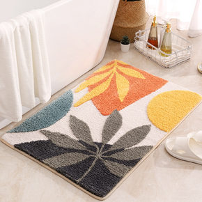Colourful Leaves Extra Soft Flocking Bath Mats Absorbent Non-Slip Bathroom Rugs 04