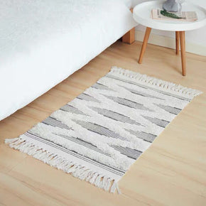Retro Moroccan Geometric Pattern Cotton and Linen Area Rug with Tassel Handwoven Floor Carpet Rug for Living Room Bedroom 06
