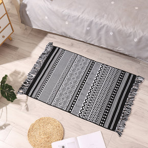 Retro Moroccan Geometric Pattern Cotton and Linen Area Rug with Tassel Handwoven Floor Carpet Rug for Living Room Bedroom 18