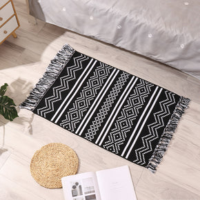 Retro Moroccan Geometric Pattern Cotton and Linen Area Rug with Tassel Handwoven Floor Carpet Rug for Living Room Bedroom 20