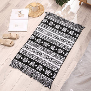 Retro Moroccan Geometric Pattern Cotton and Linen Area Rug with Tassel Handwoven Floor Carpet Rug for Living Room Bedroom 22