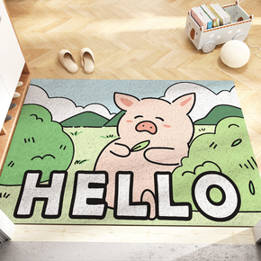 Cute Pig Pets Welcome to My Home Durable Non-slip Mats Cartoon Doormat