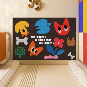 Cute Cartoon WELCOME Entry Cuttable Silk Loop Dirt Resistant Non-Slip Household Floor Mats 02