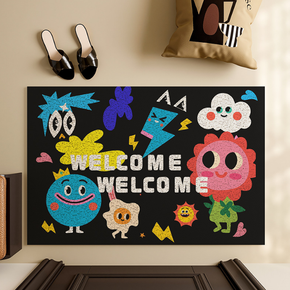 Cute Cartoon WELCOME Entry Cuttable Silk Loop Dirt Resistant Non-Slip Household Floor Mats 05