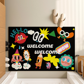 Cute Cartoon WELCOME Entry Cuttable Silk Loop Dirt Resistant Non-Slip Household Floor Mats 07
