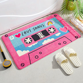 Pink Cartoon Tapes Kids Room Living Room Faux Cashmere Sofa Rug Carpet Bedroom Bedside Rug