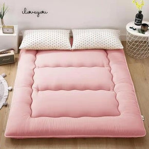 Pink Solid Colour Thickened Futon Floor Mattress Foldable Camping Portable Roll-up Mattress Sleeping Mat 03