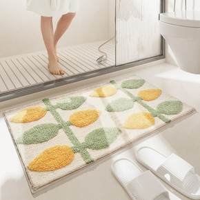 Colorful Lemon Patterned Entryway Doormat Rugs Kitchen Bathroom Anti-slip Mats