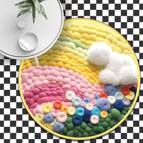 3D Round Thick Faux Cashmere Water-Absorbent Living Room Coffee Table Carpet Plush Bedroom mats 02