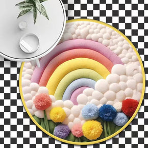 3D Round Thick Faux Cashmere Water-Absorbent Living Room Coffee Table Carpet Plush Bedroom mats 03