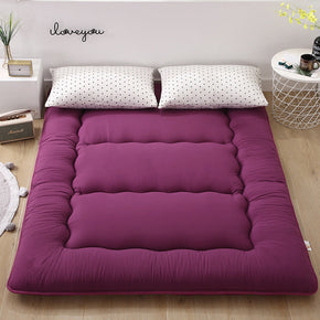 Red-Purple Solid Colour Thickened Futon Floor Mattress Foldable Camping Portable Roll-up Mattress Sleeping Mat 09