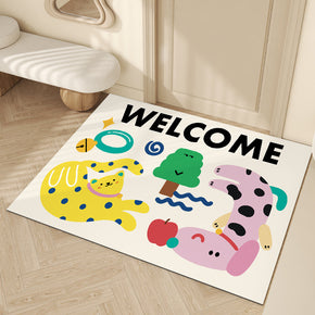 Cute Graffiti WELCOME Entrance Cuttable Stain and Slip Resistant Household Floor Mat 05