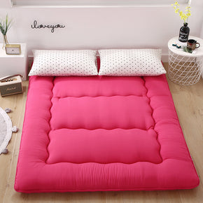 Red-PInk Solid Colour Thickened Futon Floor Mattress Foldable Camping Portable Roll-up Mattress Sleeping Mat 08