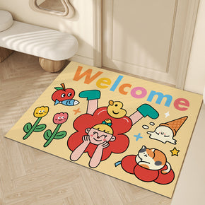 Cute Graffiti WELCOME Entrance Cuttable Stain and Slip Resistant Household Floor Mat 07