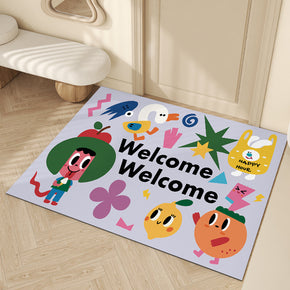 Cute Graffiti WELCOME Entrance Cuttable Stain and Slip Resistant Household Floor Mat 09
