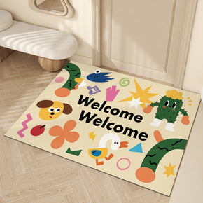 Cute Graffiti WELCOME Entrance Cuttable Stain and Slip Resistant Household Floor Mat 10