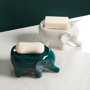 Creative Ceramics Elephant Self Draining Soap Dish Soap Holder