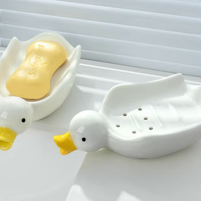 Cute Duck Ceramics Self Draining Soap Dish Soap Holder