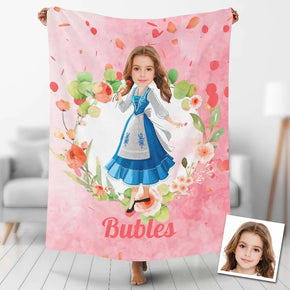 Custom Photo Blankets Personalized Photo Fleece Blanket Painting Style Blanket-Princess12