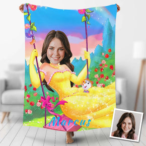 Custom Photo Blankets Personalized Photo Fleece Blanket Painting Style Blanket-Princess21