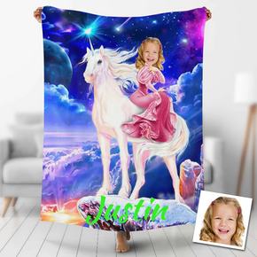 Custom Photo Blankets Personalized Photo Fleece Blanket Painting Style Blanket-Princess15