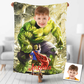 Custom Photo Blankets Personalized Photo Fleece Blanket Painting Style Blanket-The Incredible Hulk12