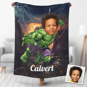 Custom Photo Blankets Personalized Photo Fleece Blanket Painting Style Blanket-The Incredible Hulk10