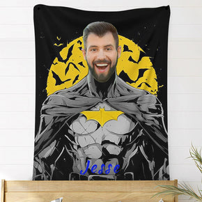 Custom Photo Blankets Personalized Photo Fleece Blanket Painting Style Blanket-Batman 05