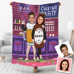 Custom Photo Blankets Personalized Photo Fleece Blanket Painting Style Blanket-For Couple 03