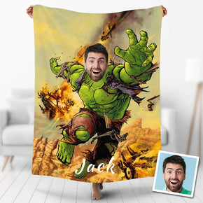 Custom Photo Blankets Personalized Photo Fleece Blanket Painting Style Blanket-The Incredible Hulk09