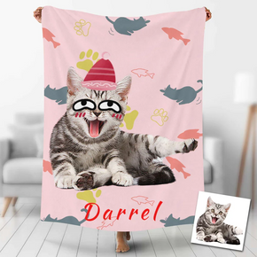 Custom Photo Blankets Personalized Photo Fleece Blanket Painting Style Blanket-For Pet 27