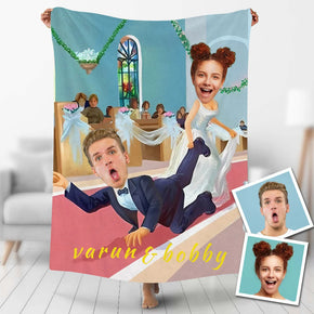 Custom Photo Blankets Personalized Photo Fleece Blanket Painting Style Blanket-For Couple 09