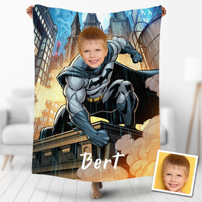 Custom Photo Blankets Personalized Photo Fleece Blanket Painting Style Blanket-Batman 02