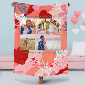 Custom Photo Blankets Personalized Photo Fleece Blanket Painting Style Blanket-For Couple 11