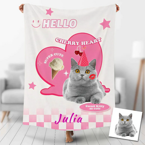 Custom Photo Blankets Personalized Photo Fleece Blanket Painting Style Blanket-For Pet 06