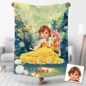 Custom Photo Blankets Personalized Photo Fleece Blanket Painting Style Blanket-Princess11