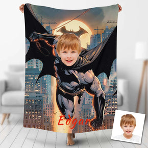 Custom Photo Blankets Personalized Photo Fleece Blanket Painting Style Blanket-Batman 03