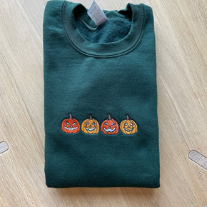 Cartoon Sweatshirt  Pumpkin Embroidered Crewneck Sweatshirt Halloween Sweatshirt Pumpkin Sweatshirt