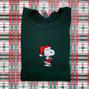 Cartoon Sweatshirt Embroidered Christmas Sweatshirt Snoopy and Woodstock Peanuts Christmas Sweater