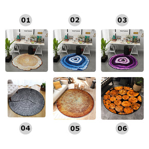 6 Creative Styles Round Tree Annual Ring Shape Area Rug Carpet