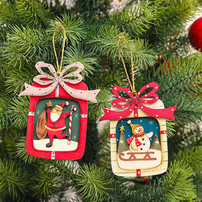 Santa Claus and Snowman Two-piece Pendant Christmas Decoration