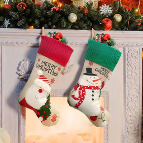 Snowman and Santa Claus Cute Christmas Socks Candy Pockets, Christmas Decorations Party Decorations