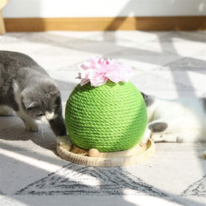 Cat climbing frame Natural Sisal Rope Cactus Cat Scratching Post with Flower, Circle Track with Moving Balls Cat Tracks Cat Toy