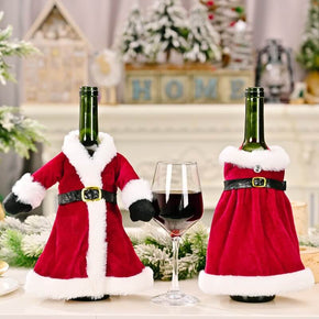 Red Robe Dress Christmas Wine Bottle Cover Novelty Decoration for Wine Champagne Wedding Christmas Party