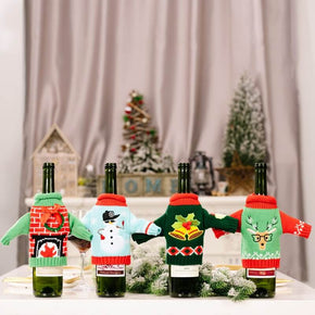 Christmas Knitted Sweater Wine Bottle Cover Bag Christmas Table Decorations
