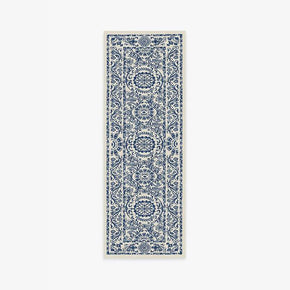 Blue Traditional Floral Rugs Runners for Living Room Bedroom Hall Office Machine Washable