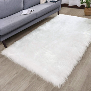Super Soft White Faux Sheepskin Fur Area Rugs Shaggy Plush  Bedside Rugs For the Bedroom Living Room Hall