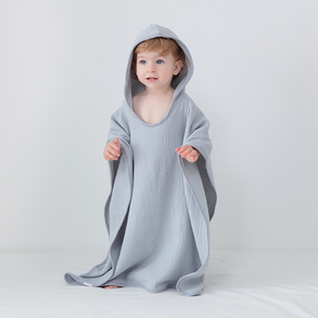Pure Grey Color SimpleCotton Comfortable Skin-friendly Soft Hooded Bathrobe Baby Children Towels